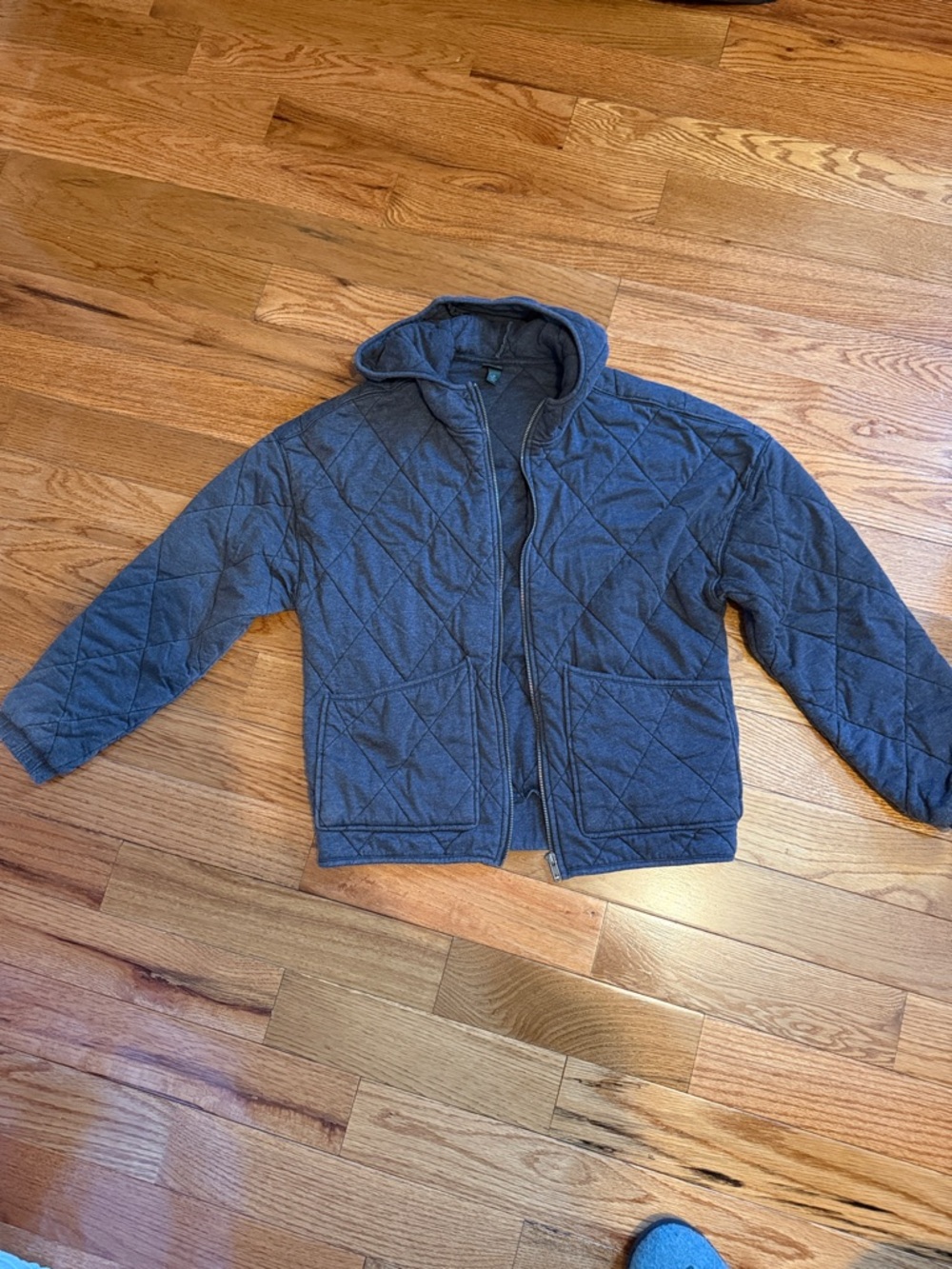 wild fable Quilted Hooded Jacket in Charcoal Gray